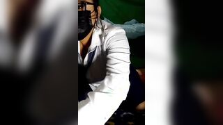 big tit responds to her friends broadcasting live, while she gets clothed to go to class
