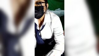 big tit responds to her friends broadcasting live, while she gets clothed to go to class