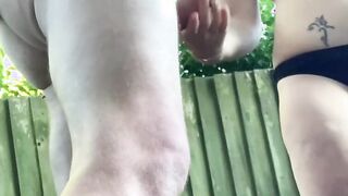 Sexsual neighbours outside hand job with long cummed