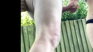 Sexsual neighbours outside hand job with long cummed