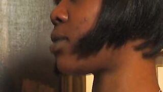 stepbrother undresses stepsister and kisses her thighs before licking her twat with his tongue
