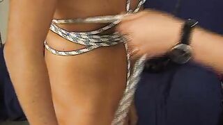 FETISH Hardcore she ties up her gf and jerks his penis without restraint