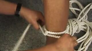 FETISH Hardcore she ties up her gf and jerks his penis without restraint