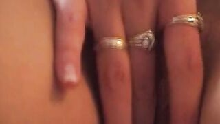 she fingering her tight pussy, it leaks freaky out of her