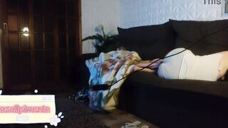 sexsual crown shares the sofa with a relative! relative came to spend the weekend at her house, and she arranged for them to have to share the sofa
