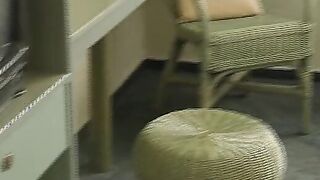 stepbrother undresses stepsister and kisses her thighs before licking her vagina with his tongue