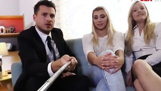 LOS CONSOLADORES Cutie Sicilia & Haley Hill Rough Sex In