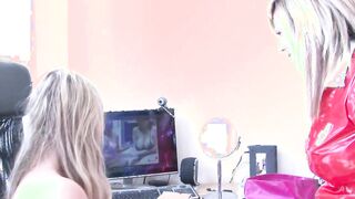 Blonde and dark hair lesbians offer each other satisfaction