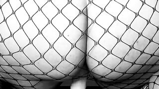 LiaKahn Spanish MILF fucks her sex toy clothed inside a fishnet bodysuit