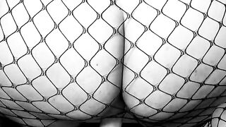 LiaKahn Spanish MILF fucks her sex toy clothed inside a fishnet bodysuit