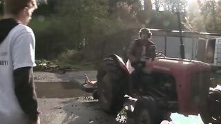 Red Head getting boned by a pile of hay
