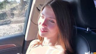 Real Russian Teenager Hitchhiker cunt with mouth Agreed to Make deep throat Head Stranger for Money and Swallowed Cum - MihaNika69 and Michael Frost
