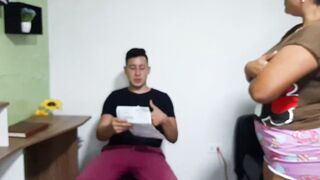 My stepmother is angry with my expenses, I make her happy by letting her offer me a lovely fellatio.