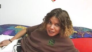 thin bimbos slowly pushes the toy into herself