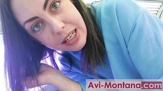 Outside masturbation on sunbed..