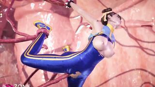 Fortnite Chun Li gets pounded by tentacles