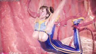 Fortnite Chun Li gets pounded by tentacles