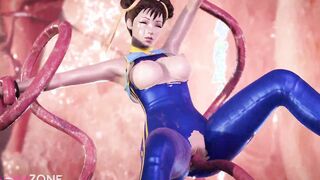 Fortnite Chun Li gets pounded by tentacles