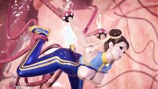 Fortnite Chun Li gets pounded by tentacles