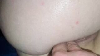 Amateur Cutie cougar fucking her cunt with a long vibrator but licking his booty is what