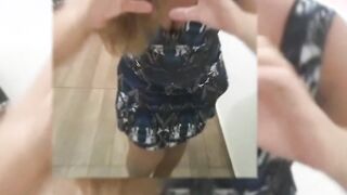 Mirelladelicia sensual whore inside blue dress and african lingerie doing striptease and having fun Bombshell with vibrator