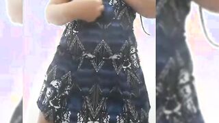 Mirelladelicia sensual whore inside blue dress and african lingerie doing striptease and having fun Bombshell with vibrator