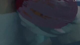 Japanese schoolgirls give swim coach underwater head