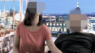 Fellatio on a friend at the bar table.