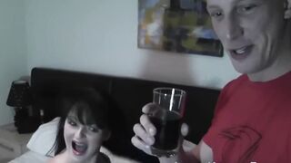 Long Boobed British MILF Tugs and Sucks Dick