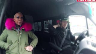 BUMSBUS - TATTOOED GERMAN WITH LONG BREASTS SCREWED HARD INSIDE THE BACKSEAT - LETSDOEIT