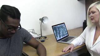 Mature Lady Gobbles and Rides Black Penis