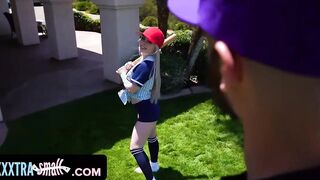 Cute Blonde Cutie needs Baseball Lessons but instead her Long Friend Getting Balls Deep inside her Tiny Vagina