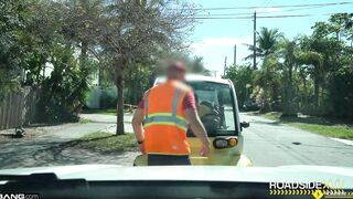 Roadside - Short Haired Ginger Gets Pounded By Mechanic's Huge Dick