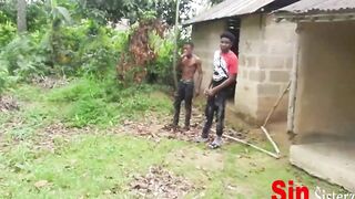2 Brothers Caught Fucking 2  Local Ebony African With Snatch Sisters Farming Inside Outdoors,