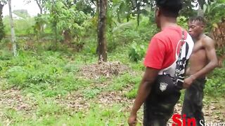 2 Brothers Caught Fucking 2  Local Ebony African With Snatch Sisters Farming Inside Outdoors,