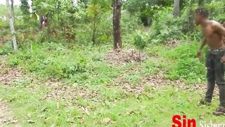 2 Brothers Caught Fucking 2  Local Ebony African With Snatch Sisters Farming Inside Outdoors,