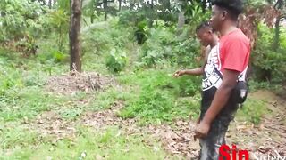 2 Brothers Caught Fucking 2  Local Ebony African With Snatch Sisters Farming Inside Outdoors,