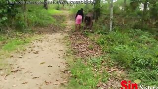 2 Brothers Caught Fucking 2  Local Ebony African With Snatch Sisters Farming Inside Outdoors,