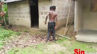 2 Brothers Caught Fucking 2  Local Ebony African With Snatch Sisters Farming Inside Outdoors,
