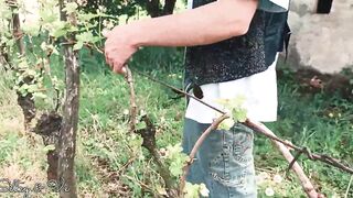 City women pretends to be intrested inside grapes to got plowed by the farmer! He gets freaky and he fucks her throat and twat wildly!