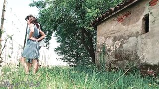 City women pretends to be intrested inside grapes to got plowed by the farmer! He gets freaky and he fucks her throat and twat wildly!