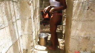 I was having my bath tub inside my granny's local restroom, my next door watched came to see my nakedness, we pounded when i caught him