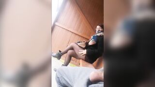 Serious !! I take the risk of getting my dick out into front of this school girl waiting for the bus ... How will she react?
