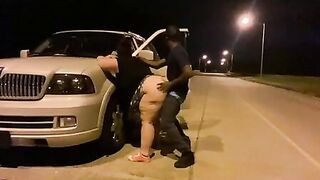 Bbw fucks big black cock inside the middle of the street