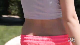 Sultry Solo - Huge Boobies And A Delicious Bald Cunt Into The Sun