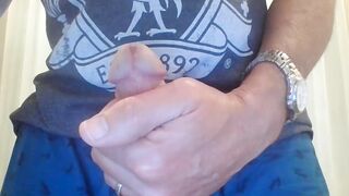Compilation of 5 long cumshots from fit dad stroking nice dick