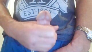 Compilation of 5 long cumshots from fit dad stroking nice dick
