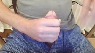 Compilation of 5 long cumshots from fit dad stroking nice dick