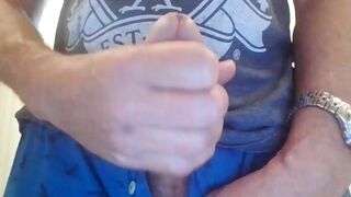 Compilation of 5 long cumshots from fit dad stroking nice dick