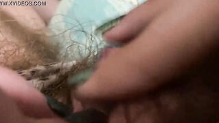 Morning Orgasm Long clitoris rubbing inside insane closeup pretty bushy cunt pov